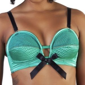 Bettie Page emerald green spiral stitch bra